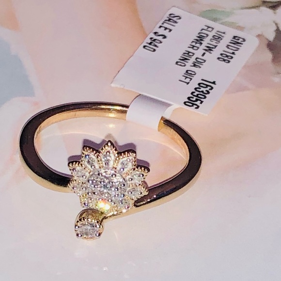 10K YELLOW GOLD ROUND DIAMOND PROMISE RING NOT CZ! - Picture 1 of 5